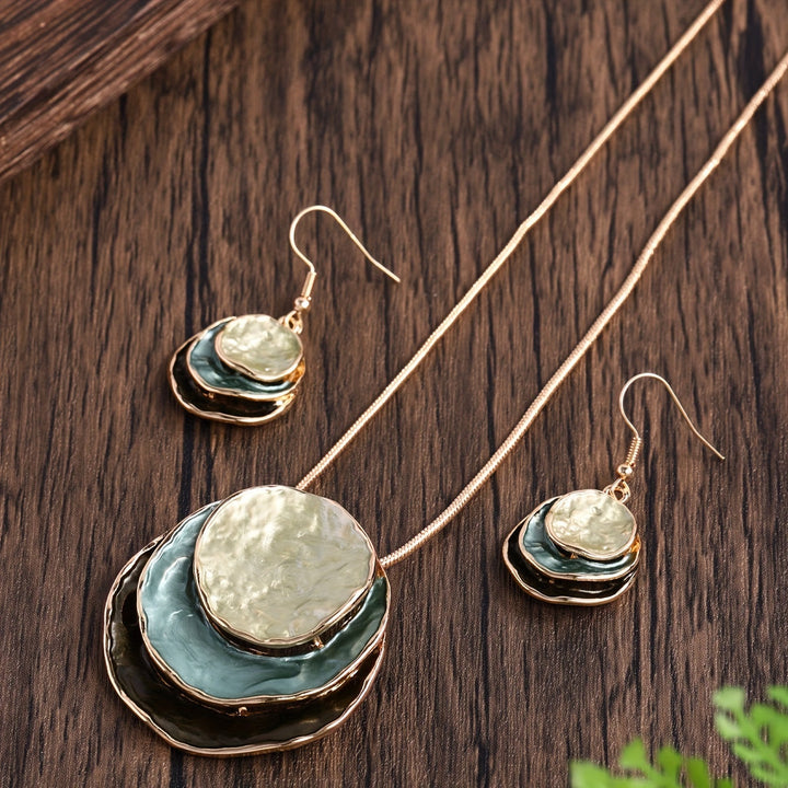 Conjunto Collar y Pendientes Boho Esmaltados Hecho A Mano
