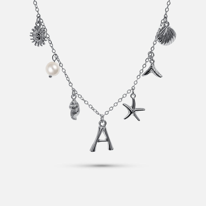Collar Océano con Letra de Plata