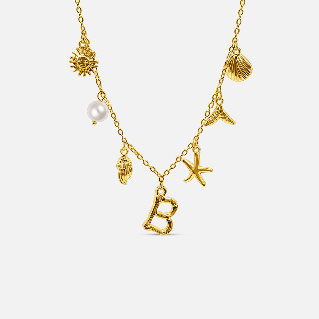 Collar Océano con Letra de Oro
