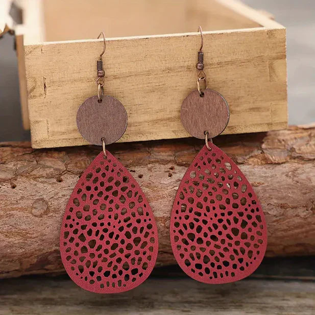 Pendientes colgantes en cuero