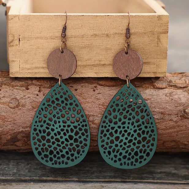 Pendientes colgantes en cuero