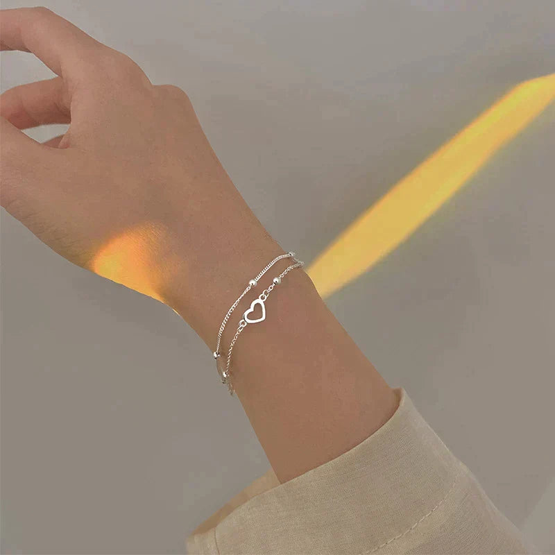 Pulsera ajustable con corazón en plata