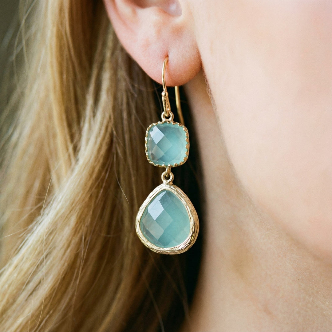 Pendientes vintage con turquesa y piedra lunar