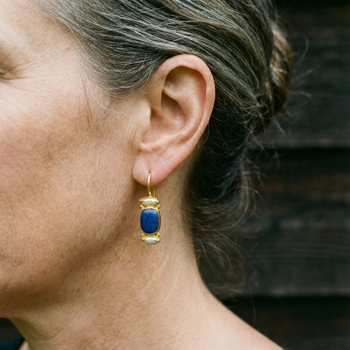 Pendientes vintage en azul y oro
