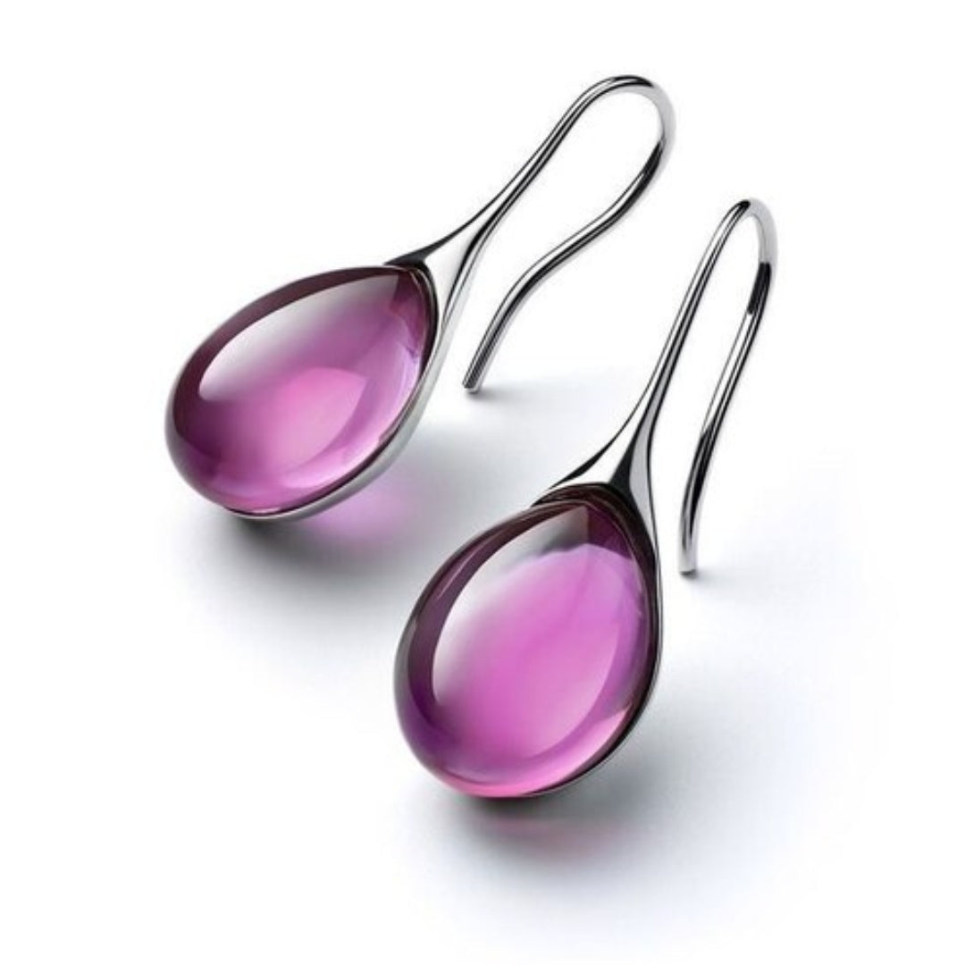 Pendientes de Cristal Colgantes en Oro y Plata