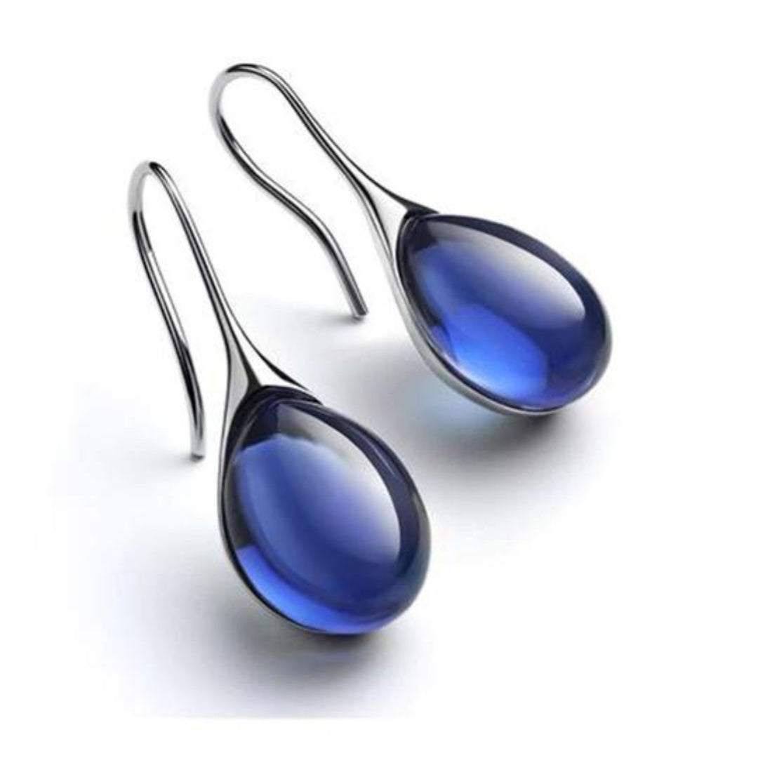 Pendientes de Cristal Colgantes en Oro y Plata