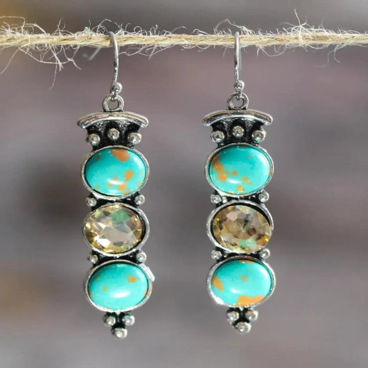 Pendientes colgantes vintage en turquesa natural