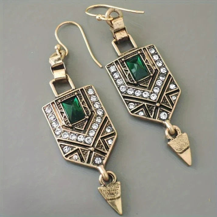 Pendientes de oro con circonita verde