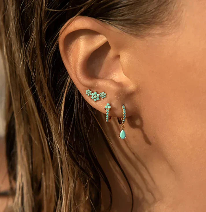 Pendientes con turquesa y margaritas