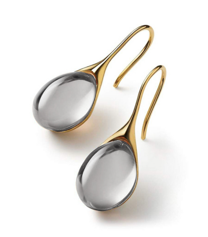 Pendientes de Cristal Colgantes en Oro y Plata