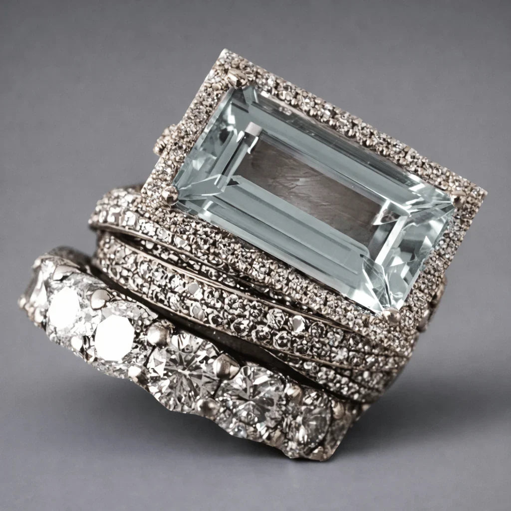 Conjunto de Anillos de Cristal Turquesa Vintage