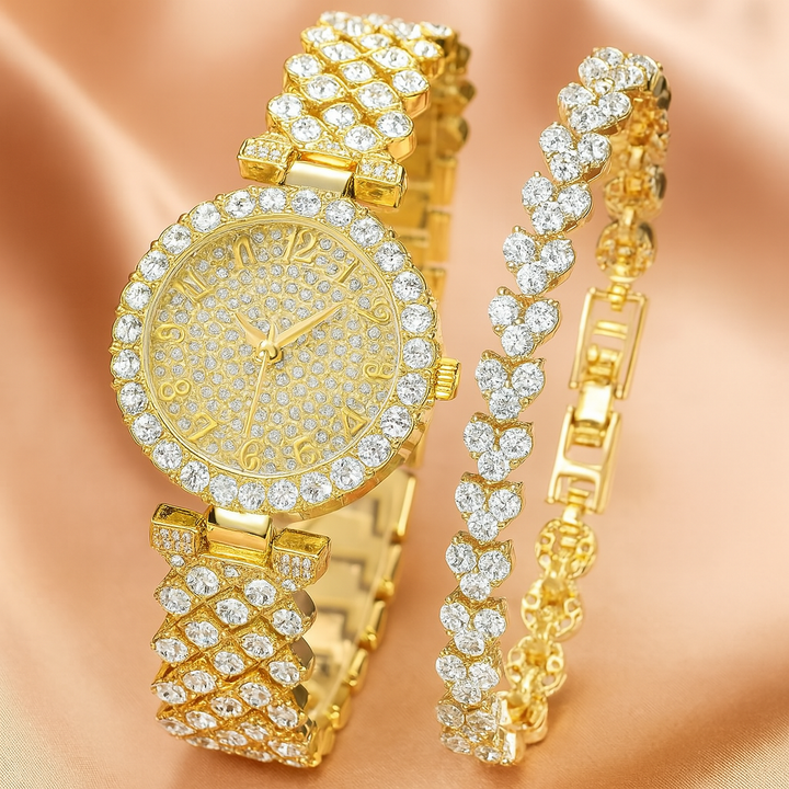 Conjunto Reloj & Pulsera Resplandor Luxe | Oro