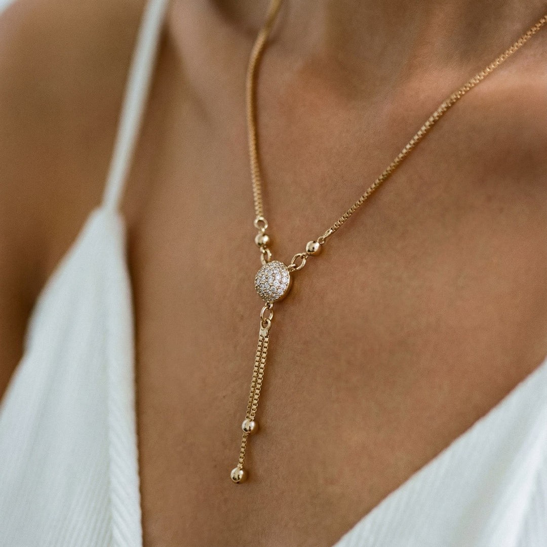 Collar vintage de cristal dorado
