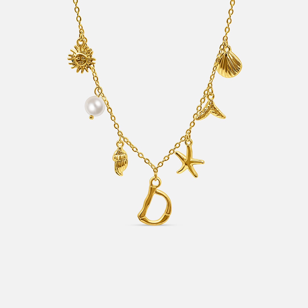 Collar Océano con Letra de Oro