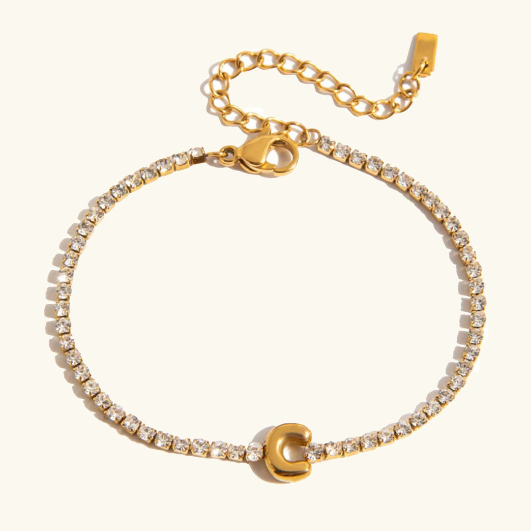 Pulsera Elegante de Oro con Letra en Burbuja