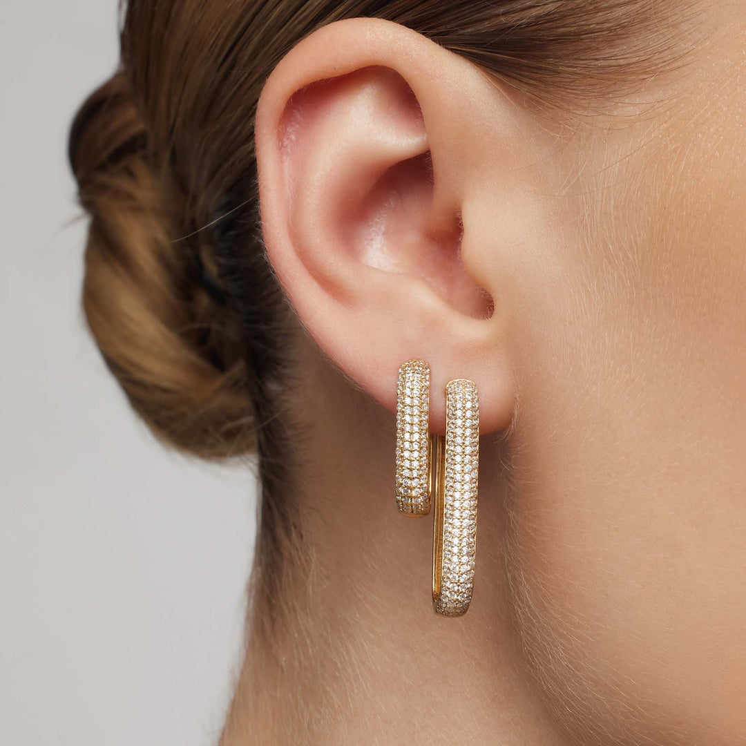 Pendientes Argolla Ícono Diamante | Oro