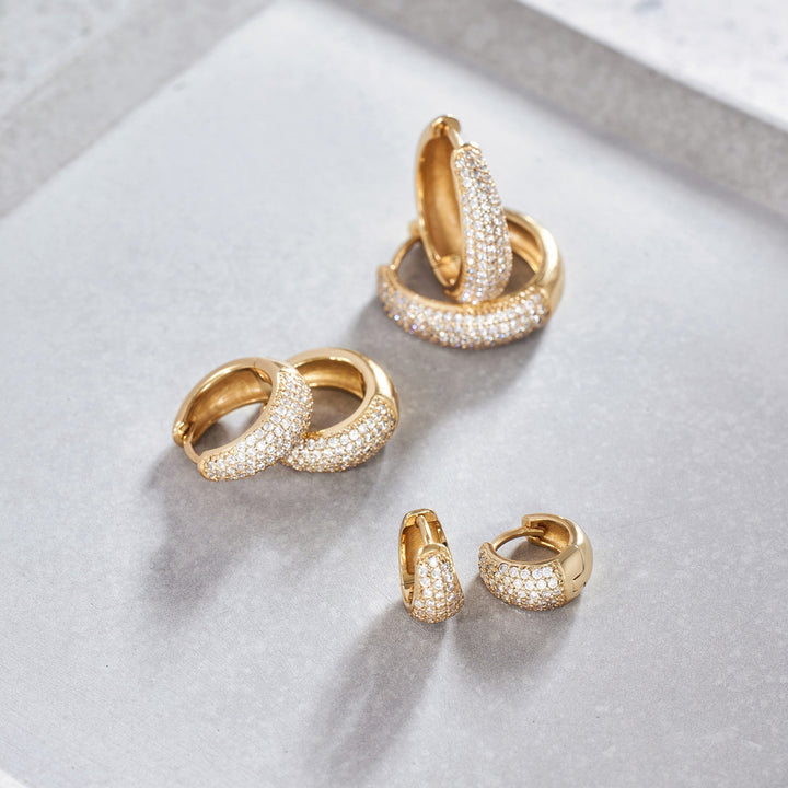 Pendientes Huggie Pavé Diamante | Oro