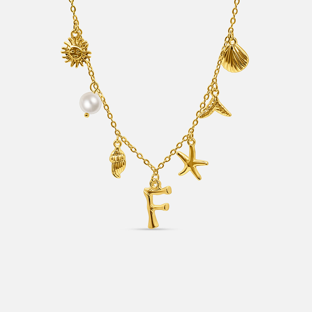 Collar Océano con Letra de Oro