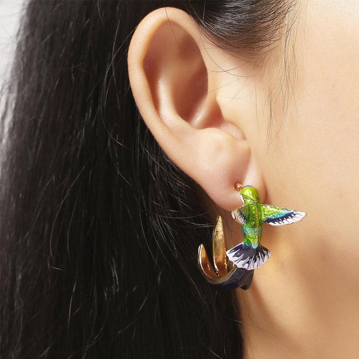 Pendientes creativos exclusivos con forma de colibrí