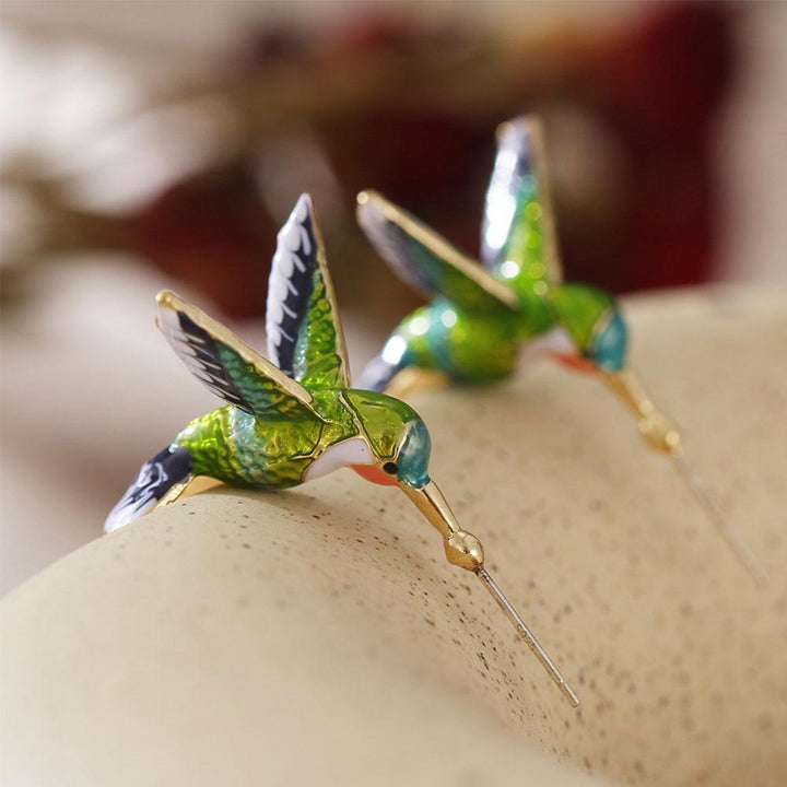 Pendientes creativos exclusivos con forma de colibrí
