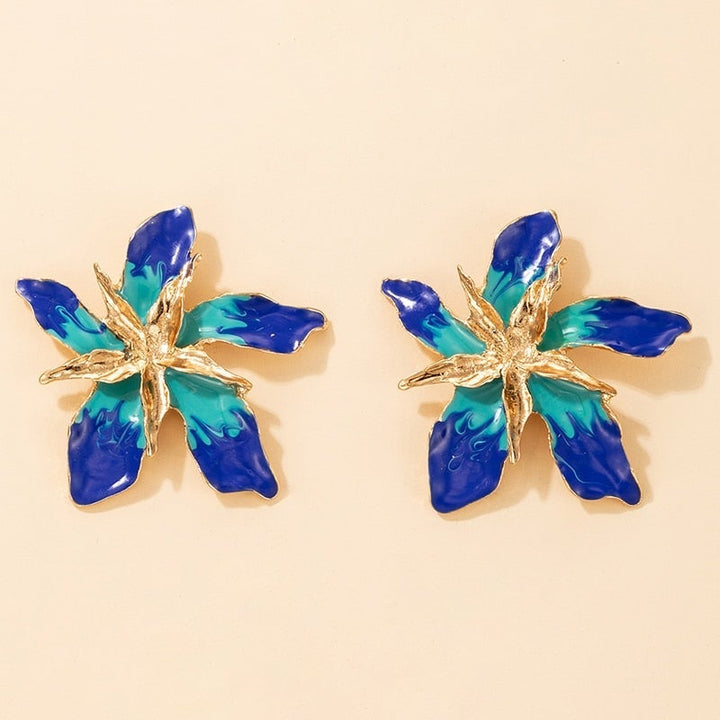 Pendientes «Flor Feliz» con Cristales Azules