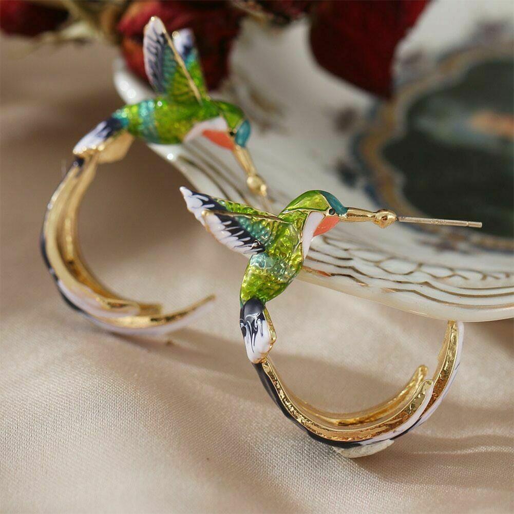 Pendientes creativos exclusivos con forma de colibrí