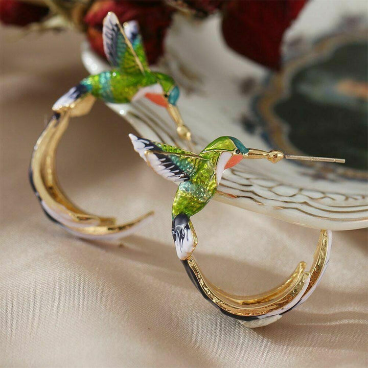Pendientes creativos exclusivos con forma de colibrí