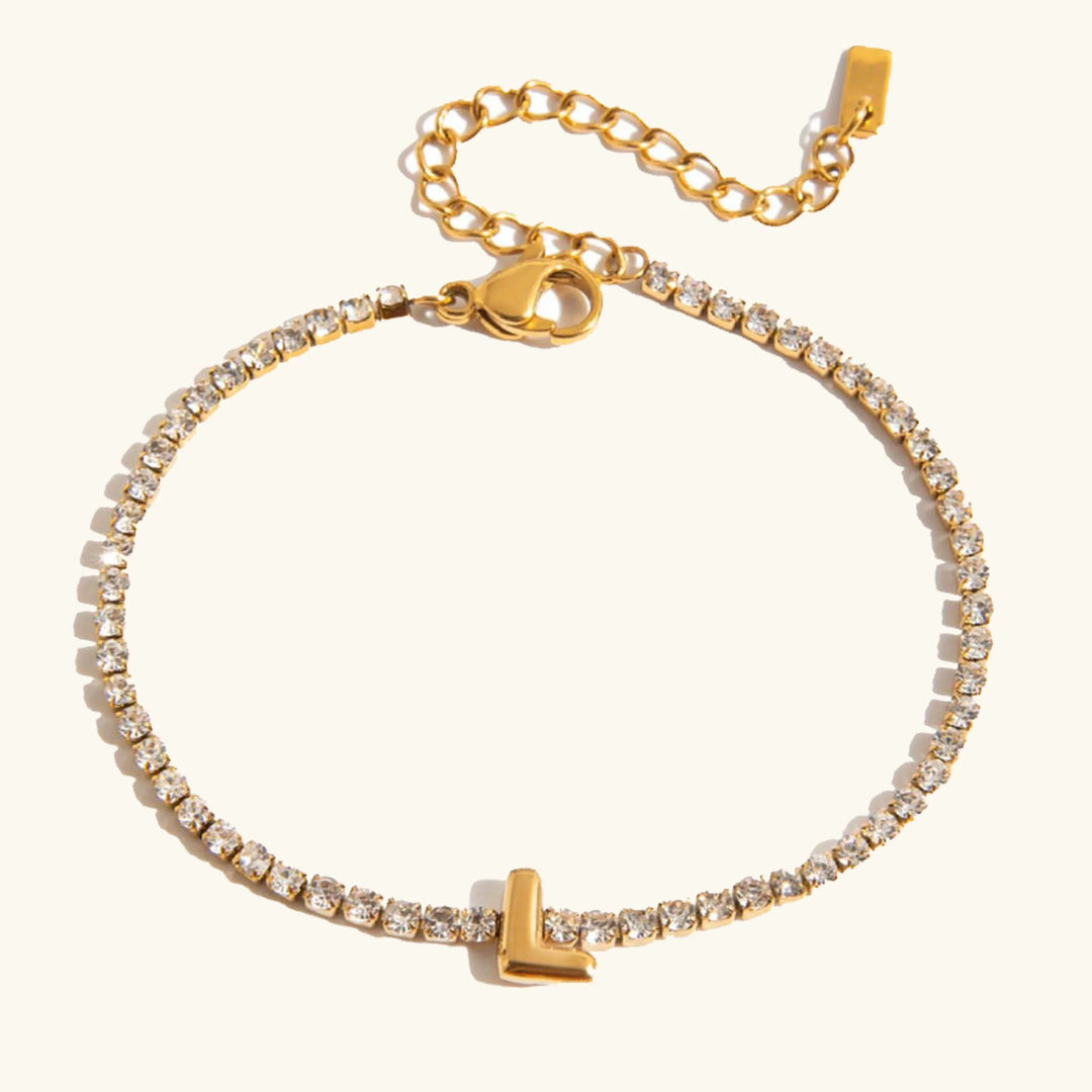 Pulsera Elegante de Oro con Letra en Burbuja