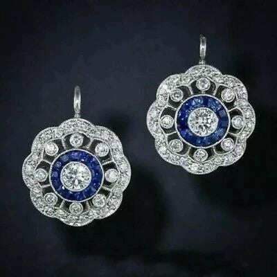 Pendientes Mandala con circonita azul