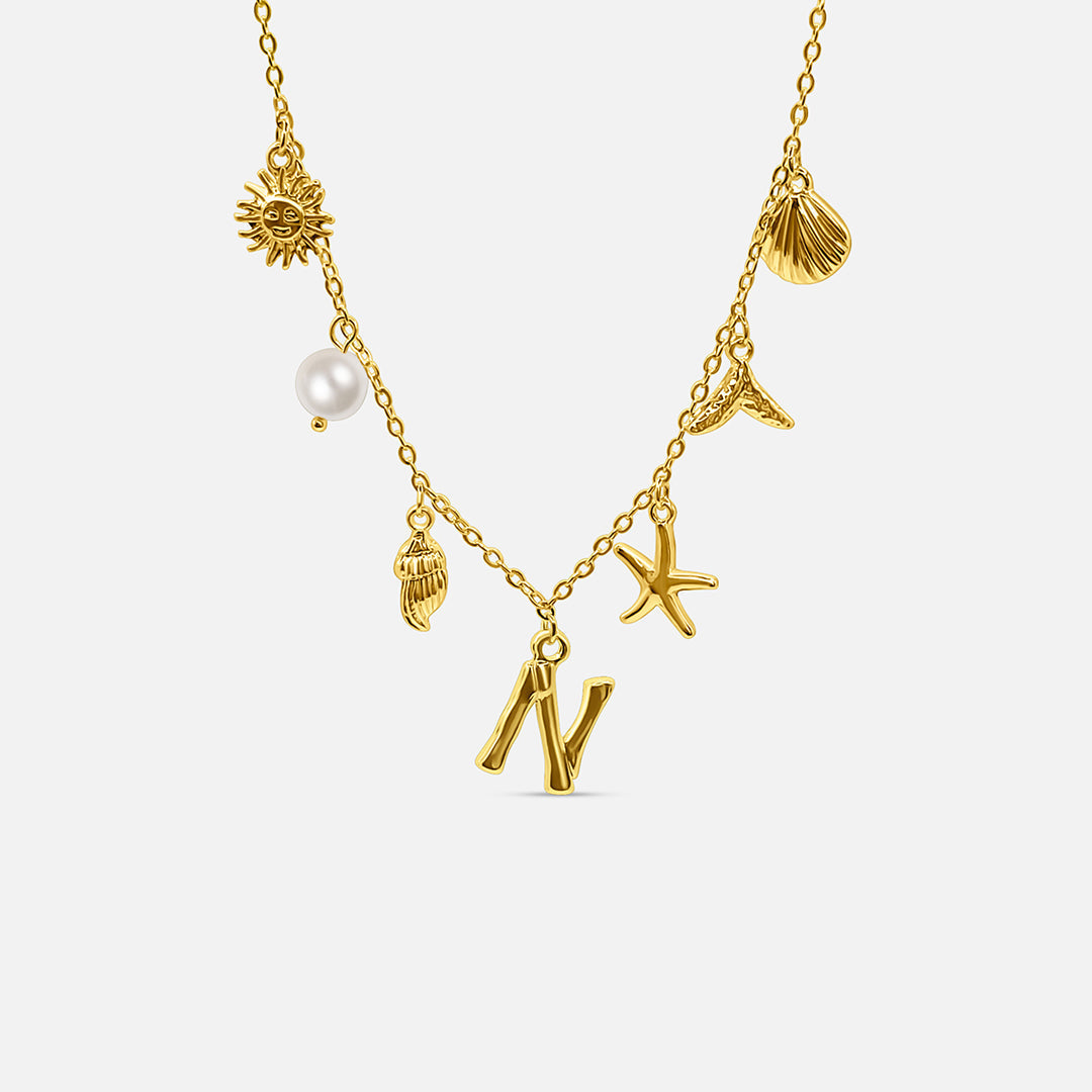 Collar Océano con Letra de Oro