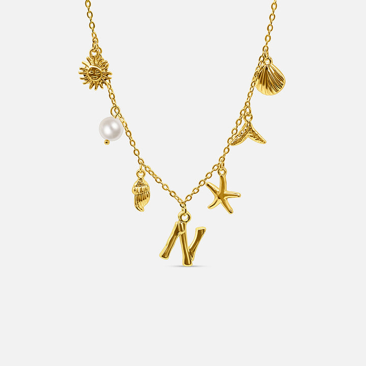 Collar Océano con Letra de Oro