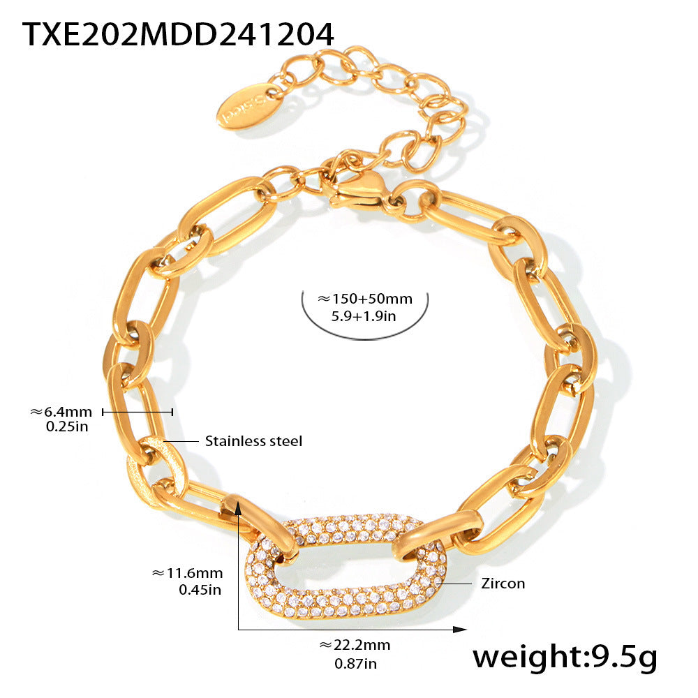 Conjunto de Joyas Cadena Eslabón Pavé | Oro