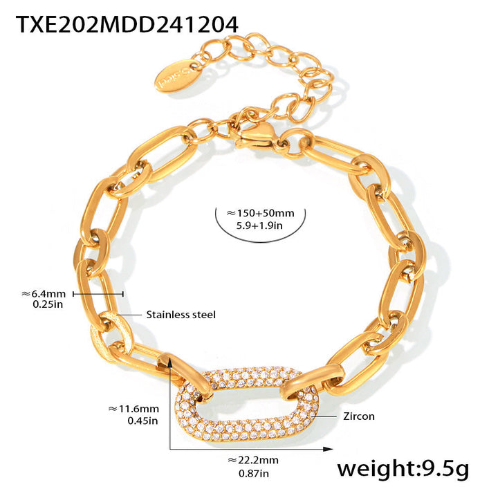 Conjunto de Joyas Cadena Eslabón Pavé | Oro