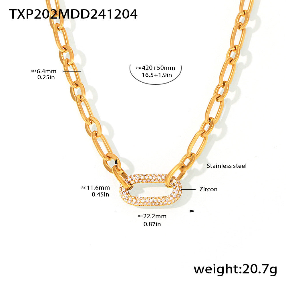 Conjunto de Joyas Cadena Eslabón Pavé | Oro