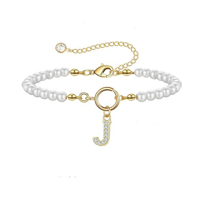 Pulsera de Oro con Perlas y Letra