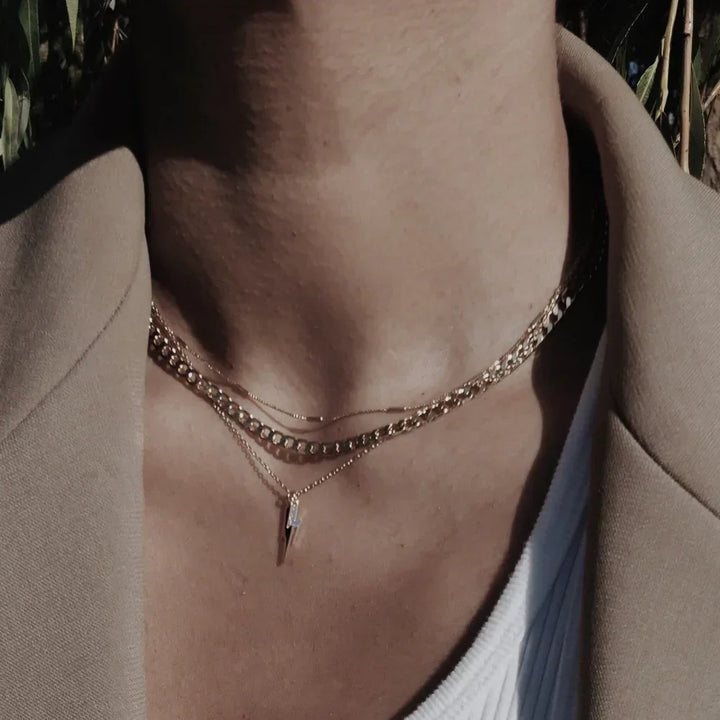 Collar Cadena Curb Plano | Oro