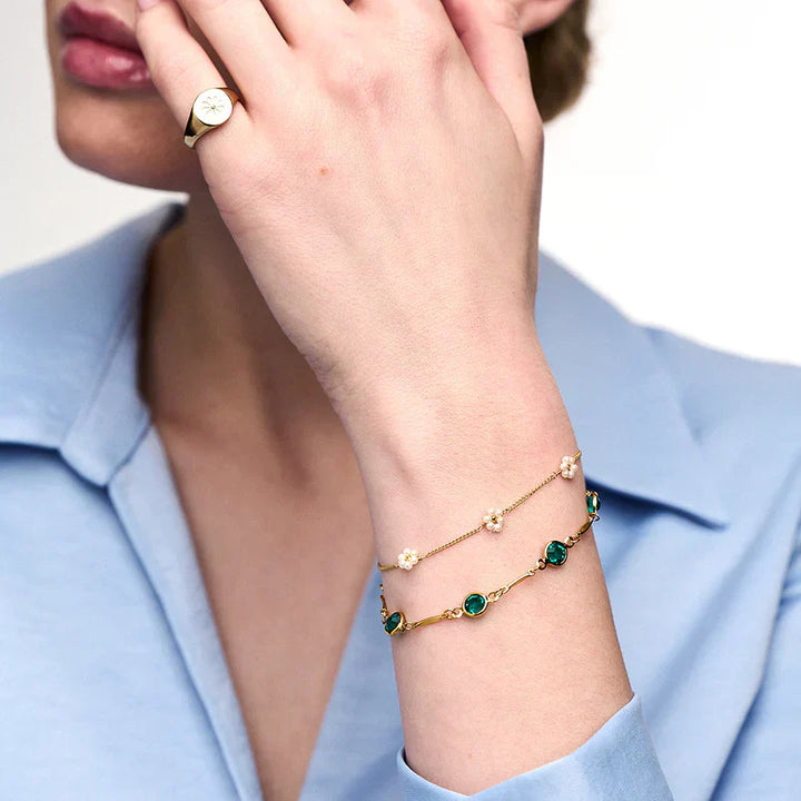 Pulsera Esmeralda Brillante | Oro
