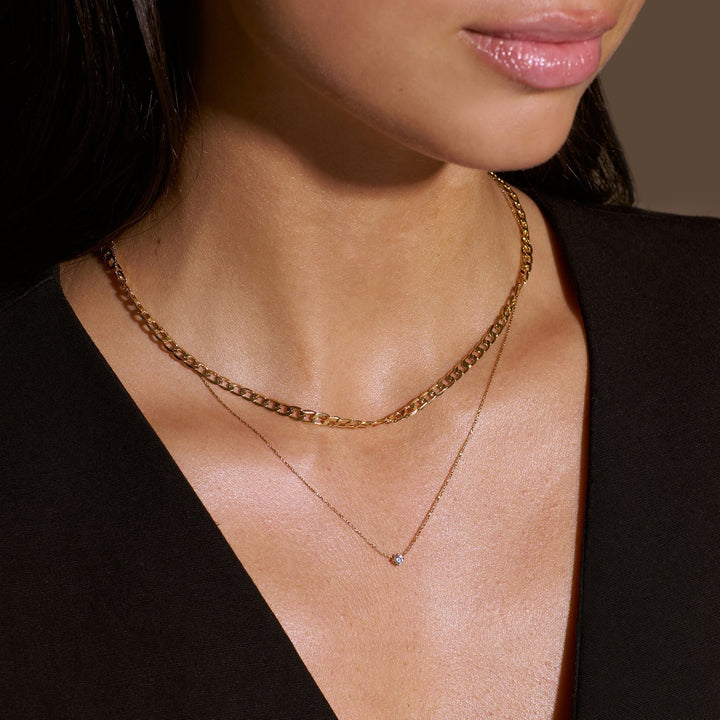 Collar Cadena Curb Plano | Oro