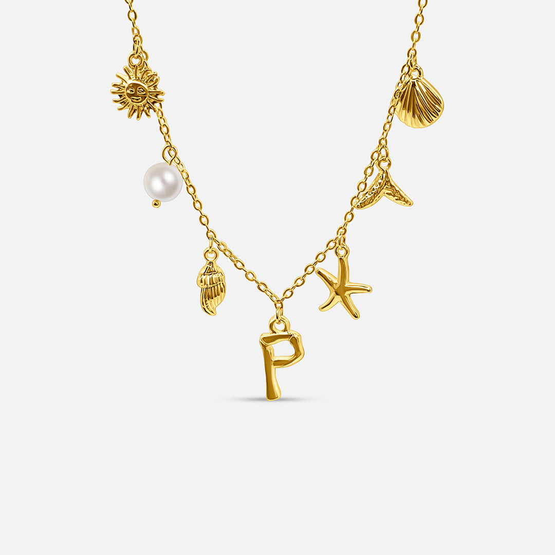 Collar Océano con Letra de Oro