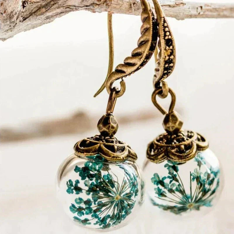 Pendientes Vintage Floral en Oro Antiguo