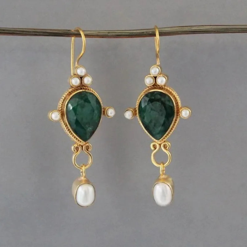 Pendientes vintage con rubí y perla