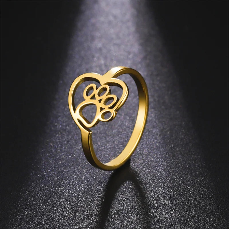 Anillo Corazón y Pata (Ajustable)