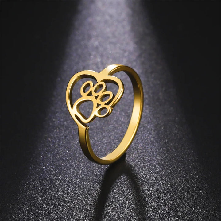 Anillo Corazón y Pata (Ajustable)