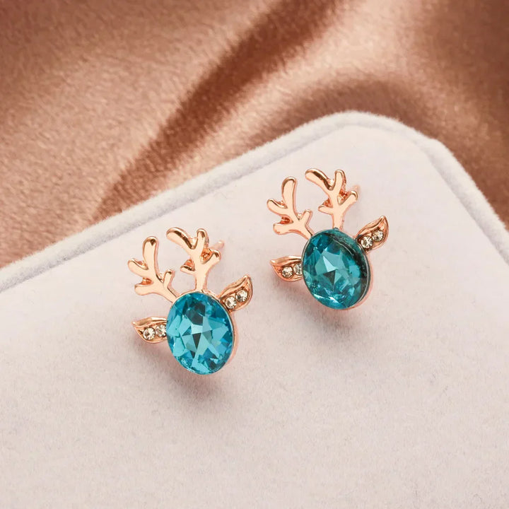 Pendientes con cristales en forma de reno festivo