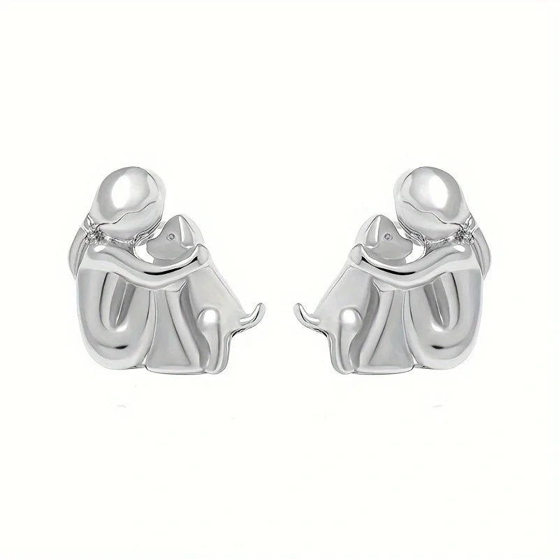 Pendientes Abrazo en dos tonos, plata y oro