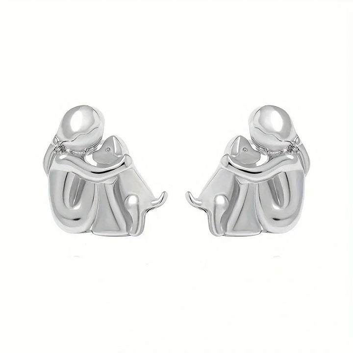 Pendientes Abrazo en dos tonos, plata y oro