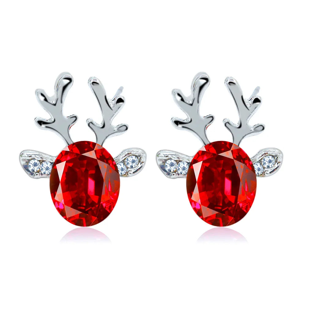 Pendientes con cristales en forma de reno festivo