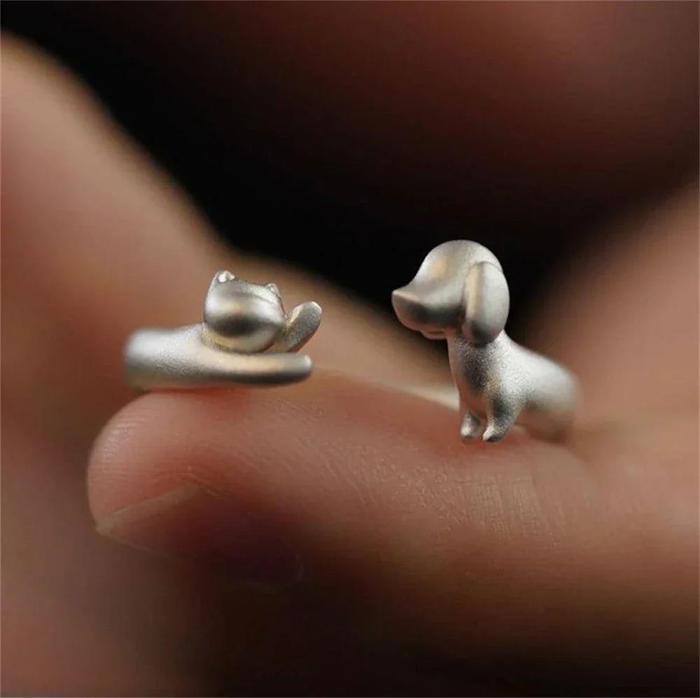 Anillo Elegante Perro y Gato (Ajustable)
