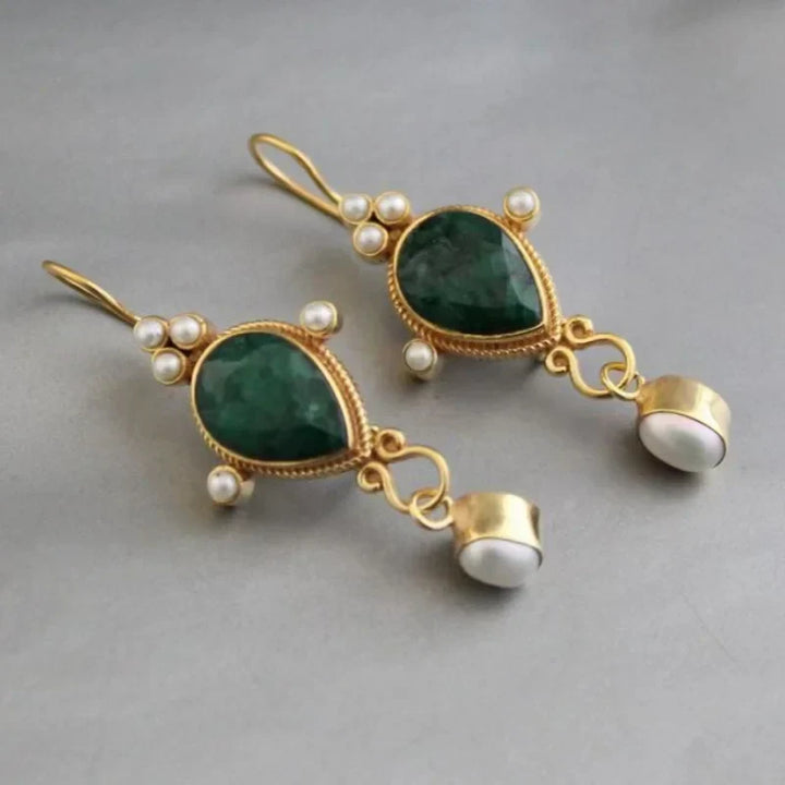 Pendientes vintage con rubí y perla