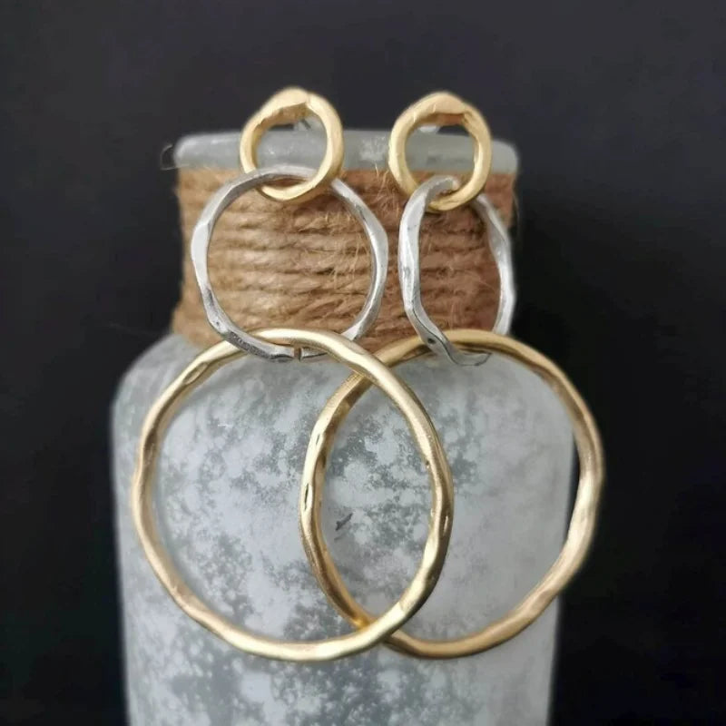 Pendientes de aro vintage en oro y plata